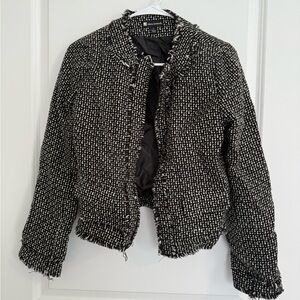 Valerie Bertinelli Black and White Textured Blazer